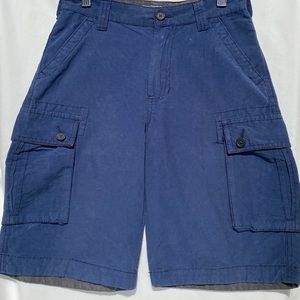 Pre- Owned Gently Worn Wear First Boy’s 10  Cargo Shorts Distressed Navy Blue